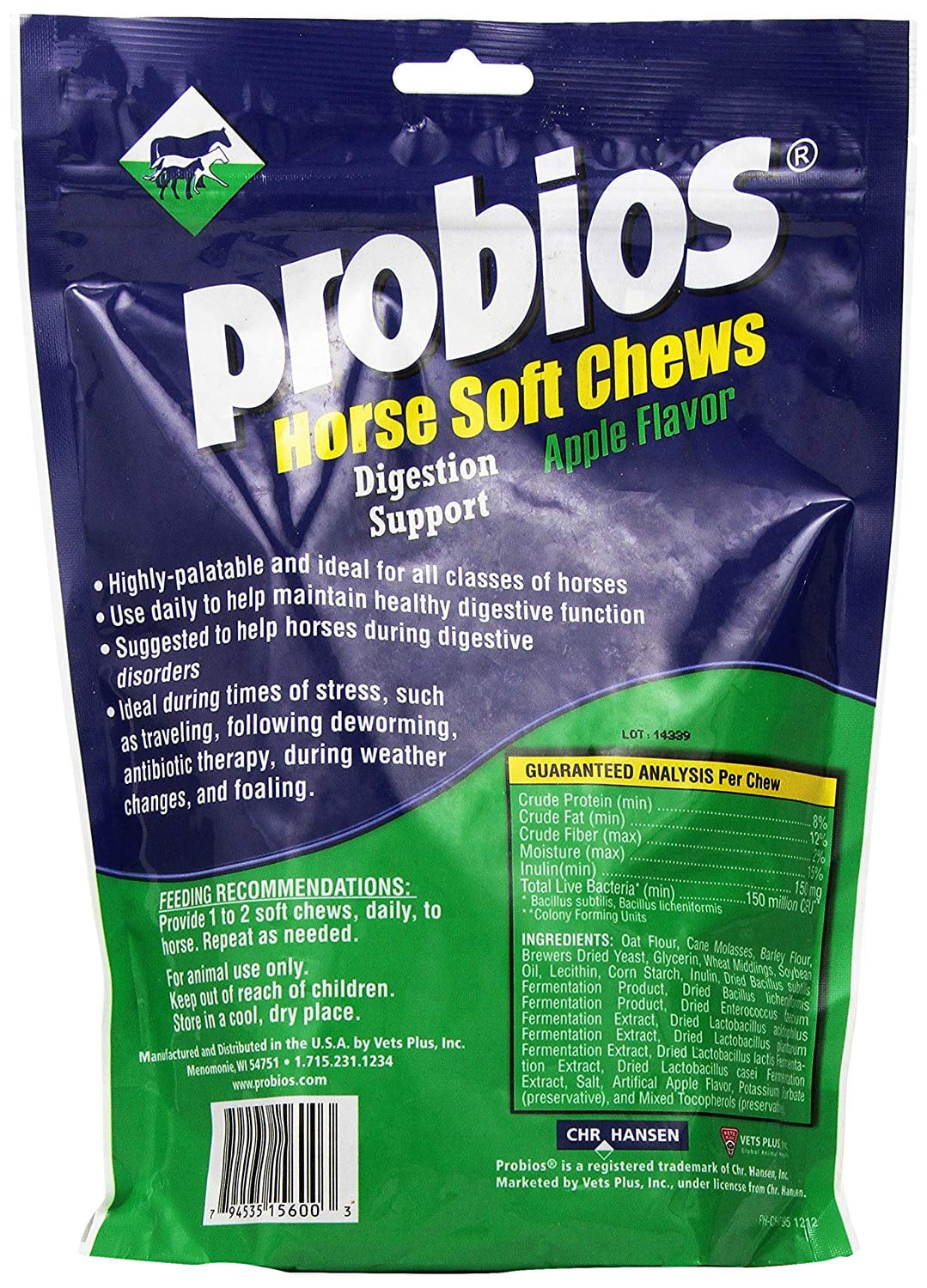 Horse Soft Chews, Apple Flavor, Net Weight 1.32 Lbs(600 Grams), Help Maintain a Healthy Digestive System in All Classes of Horses by