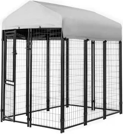 Black Welded Wire Dog Kennel, 8 Ft. X 4 Ft. X 6 Ft