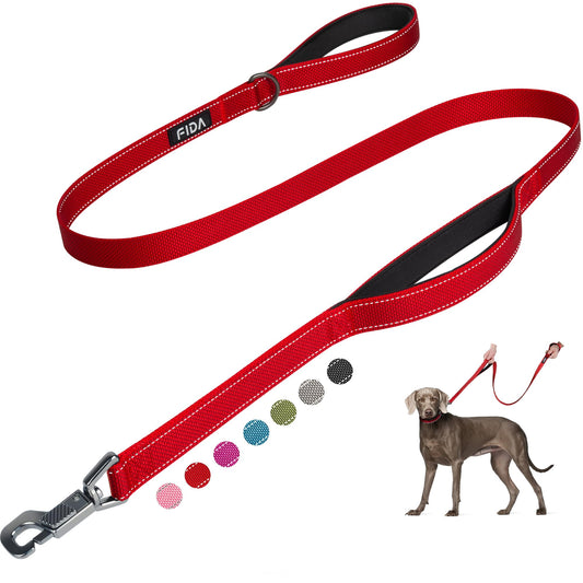 5 FT Heavy Duty Dog Leash with 2 Comfortable Padded Handles, Traffic Handle & Advanced Easy Snap Hook, Reflective Walking Lead for Large, Medium & Small Breed Dogs, Blue