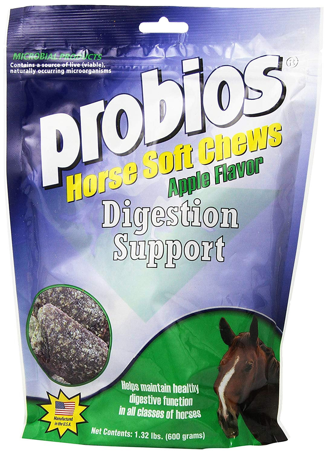 Horse Soft Chews, Apple Flavor, Net Weight 1.32 Lbs(600 Grams), Help Maintain a Healthy Digestive System in All Classes of Horses by